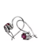 Sterling silver 925 14k 583 Ruby earrings vec053s Russian Soviet USSR Vintage craft Art Deco style